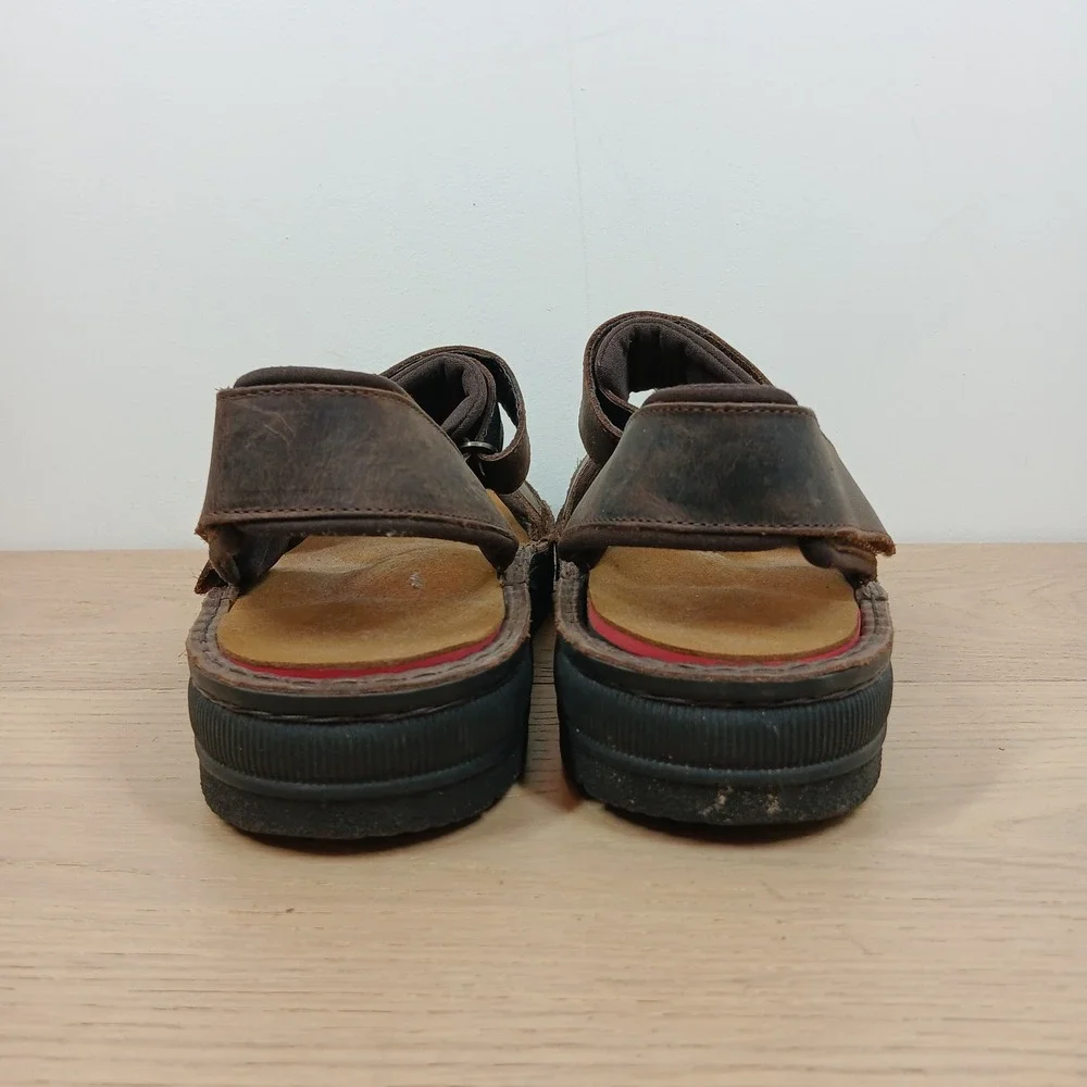 Naot Sandals Mens 12 Brown Leather Three-Strap Adjustable Comfort